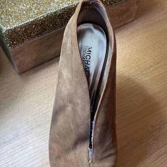 Michael Kors Tan Suede Heels Booties. Leather Size 9 Ankle Boot - Picture 5 of 16